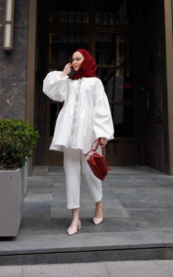 EVA DENİM KOT CEKET BEYAZ