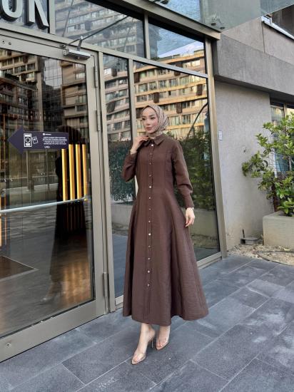 LENA ELBİSE KAHVE 